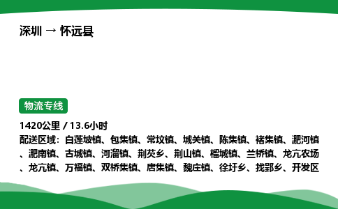 深圳到怀远县物流往返直达专线_市+县+镇+乡