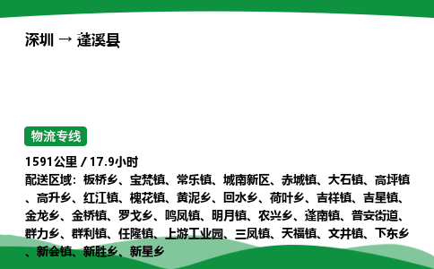 深圳到蓬溪县物流往返直达专线_市+县+镇+乡